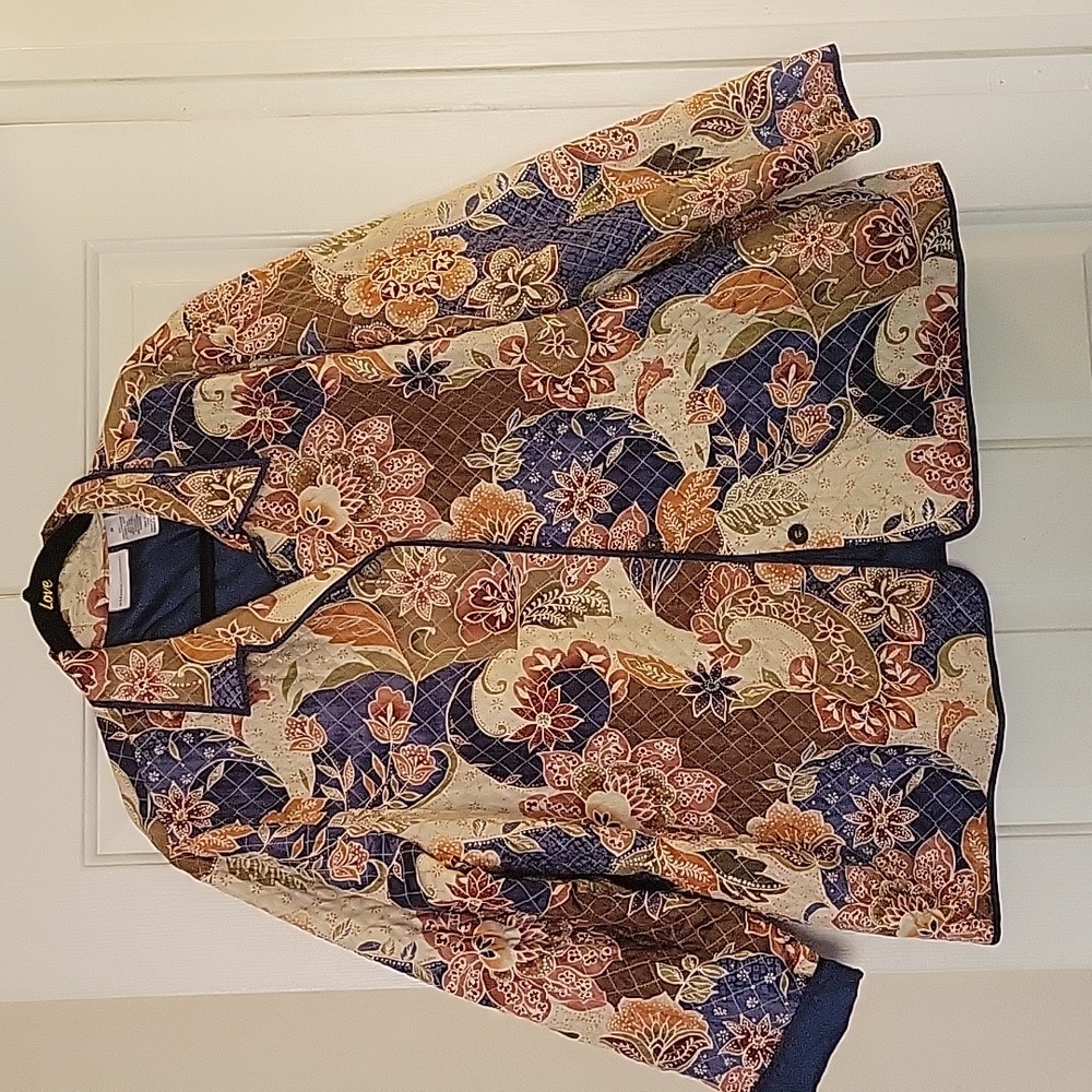 Alfred Dunner Silk Jacket Women Floral Quilted Siz 20